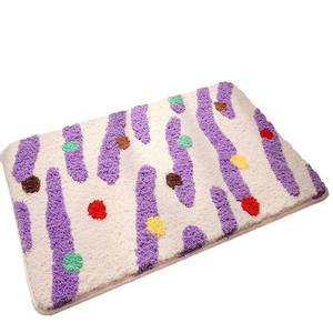 Tapis de bain floqué à rayures bohèmes, en fibre de polyester, absorbant, antidérapant, rectangulaire, pour salle de bain, salon, chambre à coucher - Product Image 5