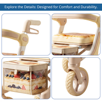Déambulateur en fibre de carbone au design innovant avec détails or champagne, sac à motif dessert et conception légère pour seniors