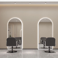 Miroir de Salon de Beauté Personnalisé avec Cadre en Verre, Miroir Simple Moderne pour Barbier avec Éclairage LED, Poste de Coiffure de Haute Qualité