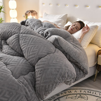 Nouvelle Couette Hiver en Laine d'Agneau Épaisse et Chaude, Couleur Unie, Velours Double Face, Insert en Polaire pour Bébé, Fibre de Lait, Vente en Gros
