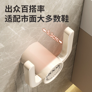 Support mural pour pantoufles de salle de bain, installation sans perçage, pour rangement d'entrée et de toilettes, gris et blanc, 1 paire - Product Image 5