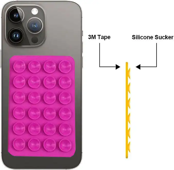 Copo de sucção de silicone para celular, suporte quadrado com montagem adesiva