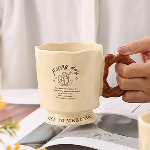 แก้วเซรามิกทรงสูงเนื้อครีม 301-400 มล. ทนความร้อน เหมาะสำหรับเป็นของขวัญ ใช้ในออฟฟิศ ใส่กาแฟ น้ำ สำหรับผู้หญิง - Product Image 2