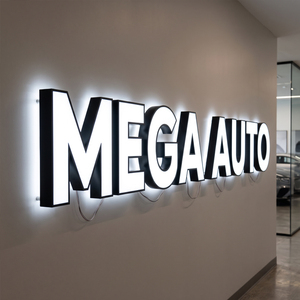 Enseigne murale personnalisée en acier inoxydable avec logo de café, éclairage LED rétroéclairé pour l'image de marque des cafés, directement de l'usine - Product Image 1