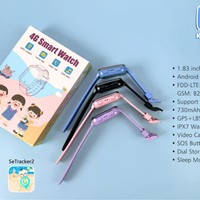 Montre connectée pour enfants D57 avec écran carré IPS, carte SIM 4G, GPS+LBS+WIFI, appel vidéo