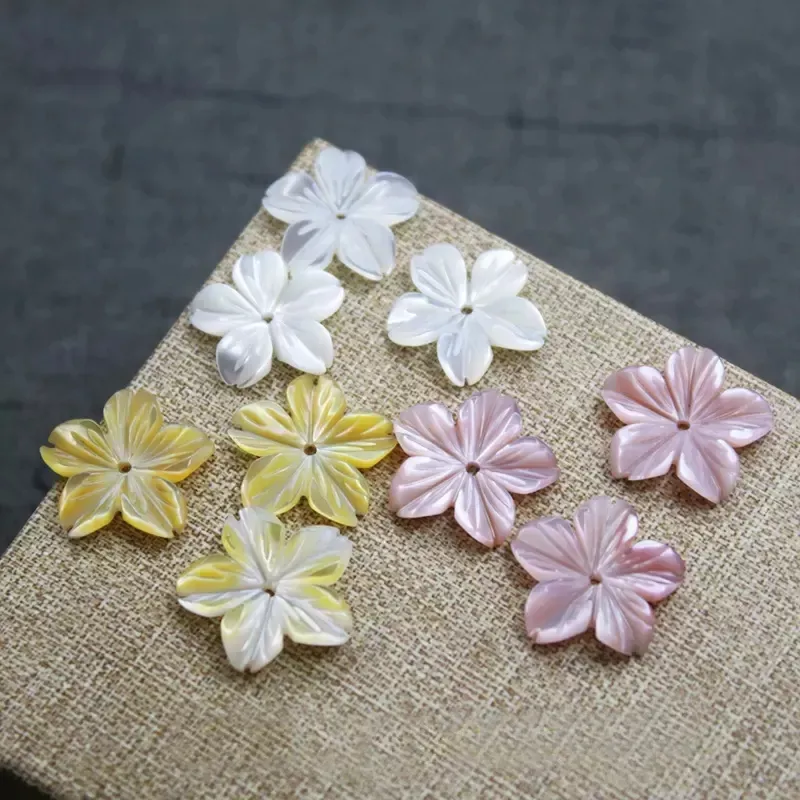 15mm shell flower jewelry freshwater pearls carved flowers white pink yellow natural shell beads