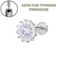 Piercing de cartilage d'oreille Freya Factory en titane sans filetage, avec zircon et diamant, à tige poussoir, bijoux de piercing corporel en gros
