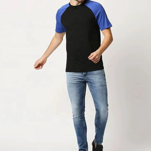 Men's Black Blue <b>Raglan</b> <b>Sleeve</b> O-Neck Casual <b>T</b>-<b>Shirt</b> Regular Fit 100% Cotton Jersey Solid Color Blank Design 2027 - Product Image 4
