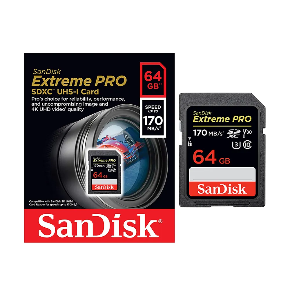 Sandisk Extreme Pro Kartu Memori 128 MB, Kartu SD U3 V30 32GB 64GB 256GB 170MB, UHS-I untuk Kamera Video HD 4K