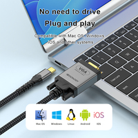 Adaptateur de câble VGA USB-C plaqué or 1080P convertisseur mâle-mâle à gaine en PVC pour lecteur DVD Home cinéma HDTV projecteur haut-parleur