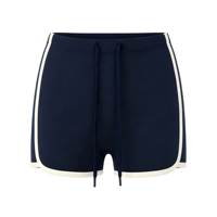 Shorts en tricot taille haute pour femme, style rétro, avec bordure contrastante, extensibles dans les 4 sens, effet sculptant, pour le sport, le yoga, la ville et le quotidien (athleisure)