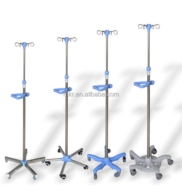 Lethealth Factory Price Portable Foldable 5 Legs Height Adjustable Mobile Stainless Steel Infusion Pole Iv Drip Stand for Hospital Bed