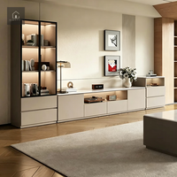 Meuble TV nordique XINGRUO avec étagères de présentation et tiroirs, console sur mesure OEM