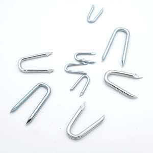 Clous à tête bombée en acier argenté de type U, qualité industrielle, tige lisse, pour la fixation de câbles, fils, grillages dans la construction - Product Image 1