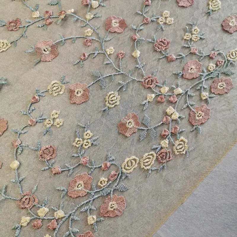 Multi warna jaring bordir renda pemangkasan tulle bordir renda memangkas 3d bunga jala perbatasan kain renda