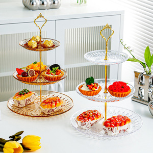 Soporte transparente de tres niveles para postres, plato de plástico de varias capas para servir pasteles en fiestas. - Product Image 1