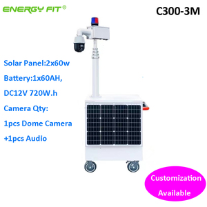 ENERGYFIT C300-3M 3m Mast Mobile Solar CCTV Surveillance Tower Trailer with NAS Storage for Highway Security