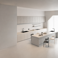 Îlot de cuisine et salle à manger intégrés de luxe moderne, solution de mobilier sur mesure pour les petites entreprises et projets résidentiels