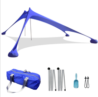 Tente de plage pliable, abri de soleil, chapiteau parapluie de plage avec pôle en aluminium, vente en gros