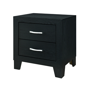 Carlos Black Nightstand 2 <b>Drawer</b> <b>Storage</b> Cabinet Bedroom Furniture - Product Image 2