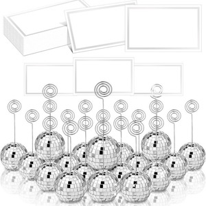 DAMAI <b>Pink</b> And Silver <b>Disco</b> <b>Ball</b> Shape Place Card Holders with Silver And Gold Place Card for Weddings And Themed Parties - Product Image 2