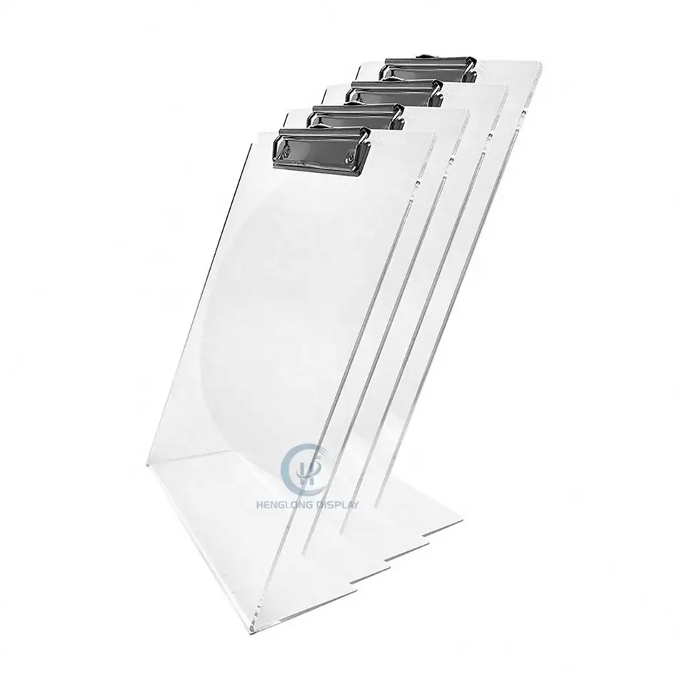 Hot Sale Advertising Home Use Perspex Clipboard With Elastic Band Acrylic A4 Size Double Sided Clip Board