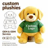 Usine de vente en gros OEM/ODM, peluches personnalisées en forme d'animaux, logo personnalisé imprimé/brodé sur des t-shirts, jouets en peluche