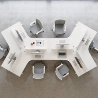 Poste de travail modulaire moderne pour employés avec armoire de rangement intégrée