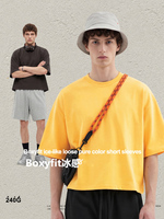 Kaos Oblong Lengan Pendek Musim Panas Kualitas Tinggi Grosir, Model Drop Shoulder Longgar, Warna Solid, Gaya Kasual Amerika