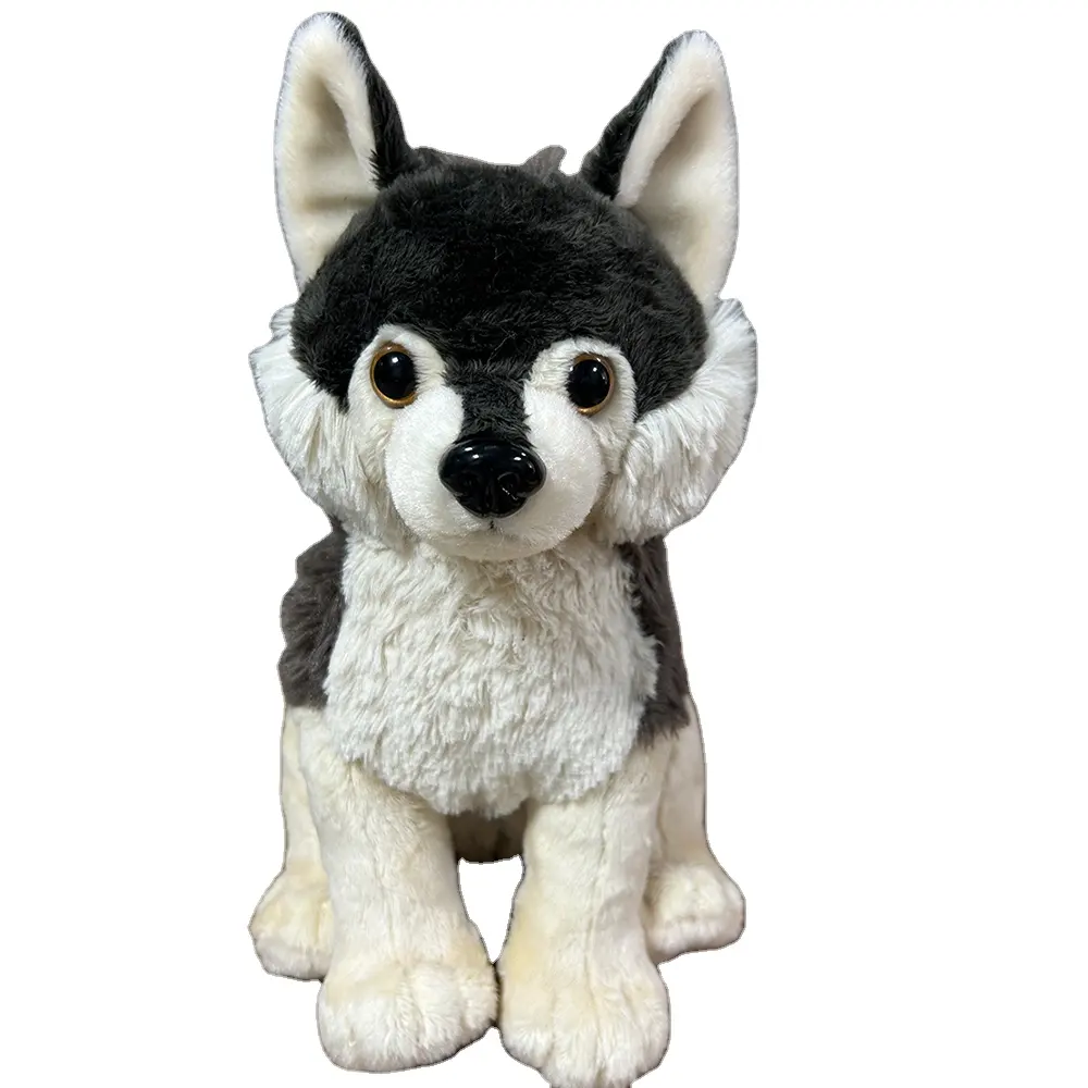 Venta al por mayor sentado bolsa de frijol perro Husky Lobo Animal de peluche de juguete adorable suave regalos muñecas para niños gran Husky de peluche Animal de peluche