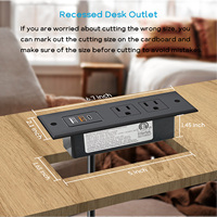 Multiprise encastrable avec port USB-C 20W, prise de courant encastrable pour conférence, charge rapide USB-C QC3.0 3A, prise USB-A pour bureau