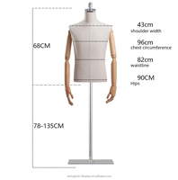 Boutique Mode Robe Forme Hommes Mannequin Homme Buste Chemises Corps Blanc Lin Demi Corps Mannequin Mâle sur Table