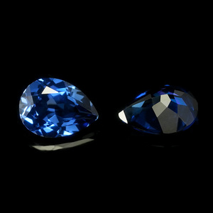 พลอยแซฟไฟร์สีน้ำเงินเพาะเลี้ยงในห้องปฏิบัติการ ทรงลูกแพร์ ชุบทองคำ ขายส่งแบบเม็ดพลอยหลวม สำหรับทำเครื่องประดับ - Product Image 3