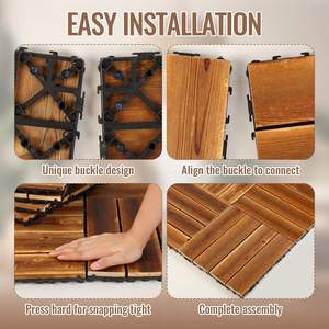 SHENGCHENG - Baldosas de Madera para Terraza, Fáciles de Instalar, para Interiores y Exteriores, Carbonizadas, Enclavables - Product Image 4