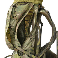 Sac à dos tactique 65L pour expéditions, avec bâtons de soutien en fibre de carbone intégrés et accès rapide par fermeture éclair latérale