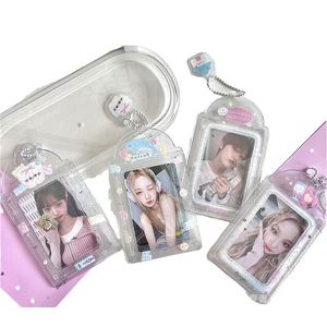 Mini ID Photo Magnetic Card Keychain Holder Mobile Transparent Glitter Design Kpop Pvc Photocard Holder - Product Image 1