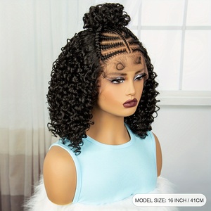 Pelucas Jennifer de Encaje Completo HD de Longitud Corta con Trenzas Africanas y Cabello de Bebé, Diseño de Trenzas Particionadas para Mujeres Negras - Product Image 4