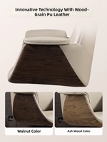 Chaise de bureau ergonomique confortable - Design en bois courbé en cuir véritable pour la maison/le dortoir - Chaise d'ordinateur de style luxueux