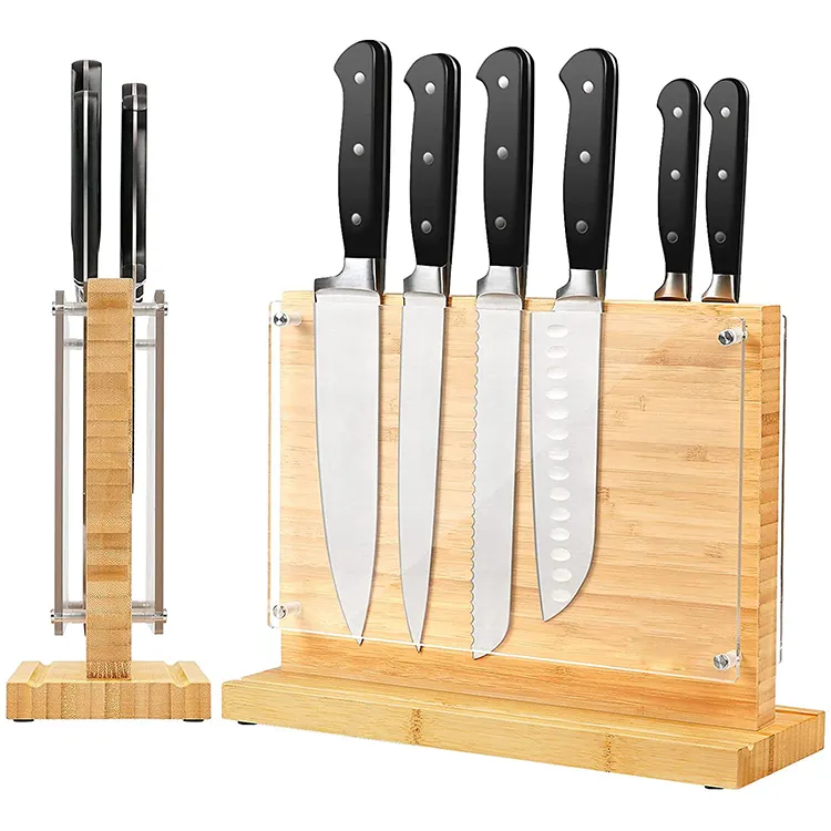 באינטרנט סיטונאי עץ Rotatable מגנטי סכין בעל למטבח אחסון