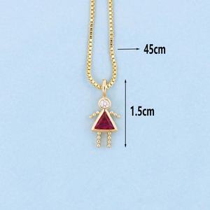 18K chapado en oro CZ Pave bebé piedra natal niños 12 meses niñas niños dijes colgante collar de cadena - Product Image 5