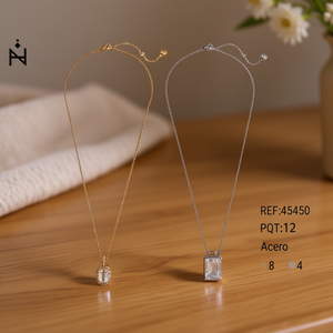 Collier pendentif en or, argent, acier inoxydable, zircone cubique, minimaliste, à porter au quotidien - Product Image 3