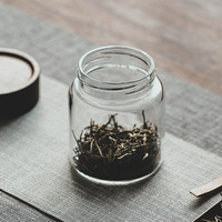 Botol kaca isi ulang kosong penyimpanan makanan kaca stoples bumbu kopi wadah penyimpanan biji kopi dengan tutup kayu