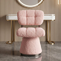 Tabouret de maquillage rotatif en tissu, chaise de coiffeuse rembourrée pour chambre de fille, chaise à dossier style crème pour manucure