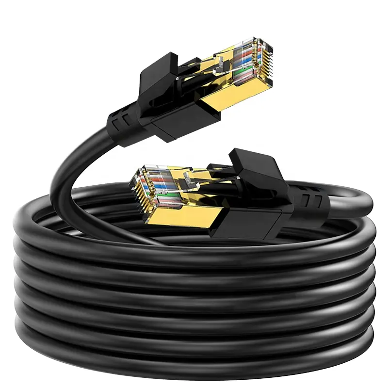 Factory sales CAT8 SSTP copper 28/26AWG RJ45 8P8C gild BC PATCH CORD PVC shield Ethernet cable