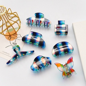 MIO venta al por mayor Gran pelo brillante cangrejo mariposa onda acrílico pinzas para el pelo brillo geométrico para mujer señora pelo grueso - Product Image 1
