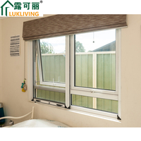 Lukliving TAMAÑO DE ALUMINIO personalizado marco colgado superior baño precio barato vista Ventana de toldo de vidrio