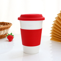 Tasses en porcelaine Jingchen, vente en gros, personnalisables, en céramique, en porcelaine fine blanche, tasses de voyage avec couvercle en silicone, style moderne, compatibles lave-vaisselle, pour mariage