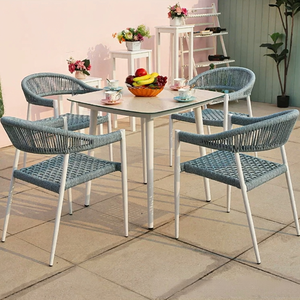 Conjunto de Mesa y Sillas de Mimbre para Exteriores, 5 Personas, Resistente al Agua, Muebles de Ocio Móviles para Patio, Jardín, <span class=keywords><strong>Terraza</strong></span> - Product Image 2