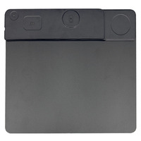 Tapis de souris E-Sports 5-en-1 en verre avec chargeur sans fil, support de rangement de bureau multifonctionnel intégré pour usage quotidien au bureau