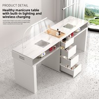 Ensemble Table et Chaise de Manucure Simple ou Double Économique et Remisé, Luxe Léger, Multifonctionnel, Écologique, Durable, en Marbre